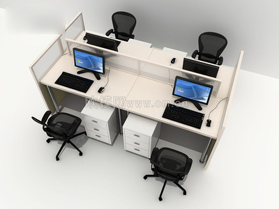 现代办公桌椅组合3D模型免费下载 高效打造理想办公空间